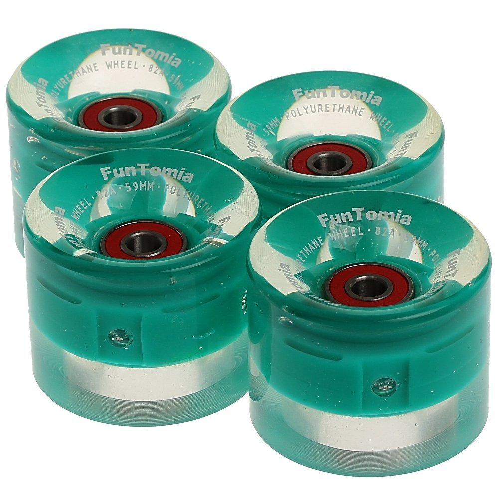 FunTomia LED Miniboard Rollen 59×45 mm – 4er Set 82A inkl. Mach1 ABEC-9 & Magnet-Spacer