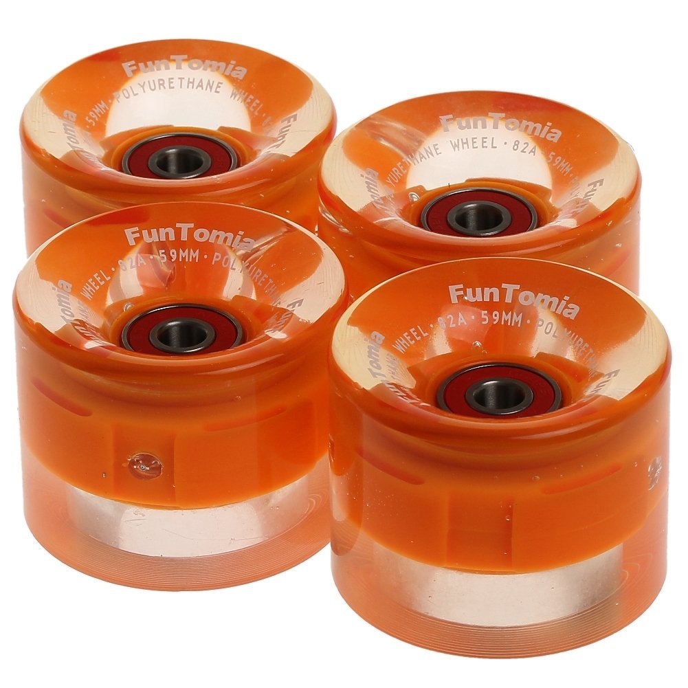 FunTomia LED Miniboard Rollen 59×45 mm – 4er Set 82A inkl. Mach1 ABEC-9 & Magnet-Spacer