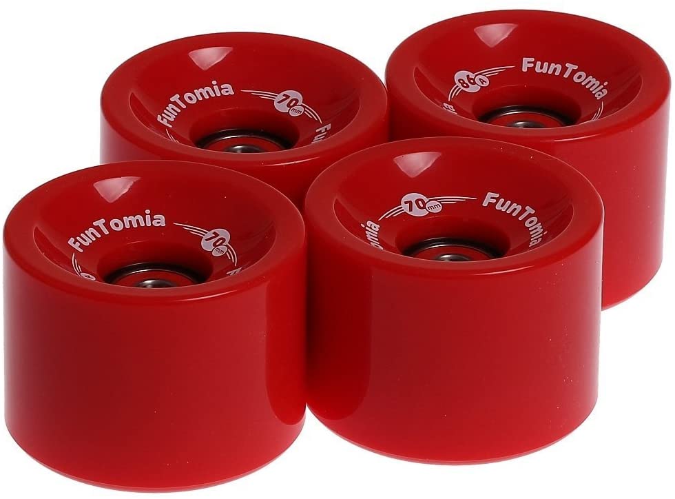 FunTomia Longboard Rollen 70×51 mm – 4er Set 86A inkl. Mach1 ABEC-9 Kugellager & Spacer (Offset Hub)