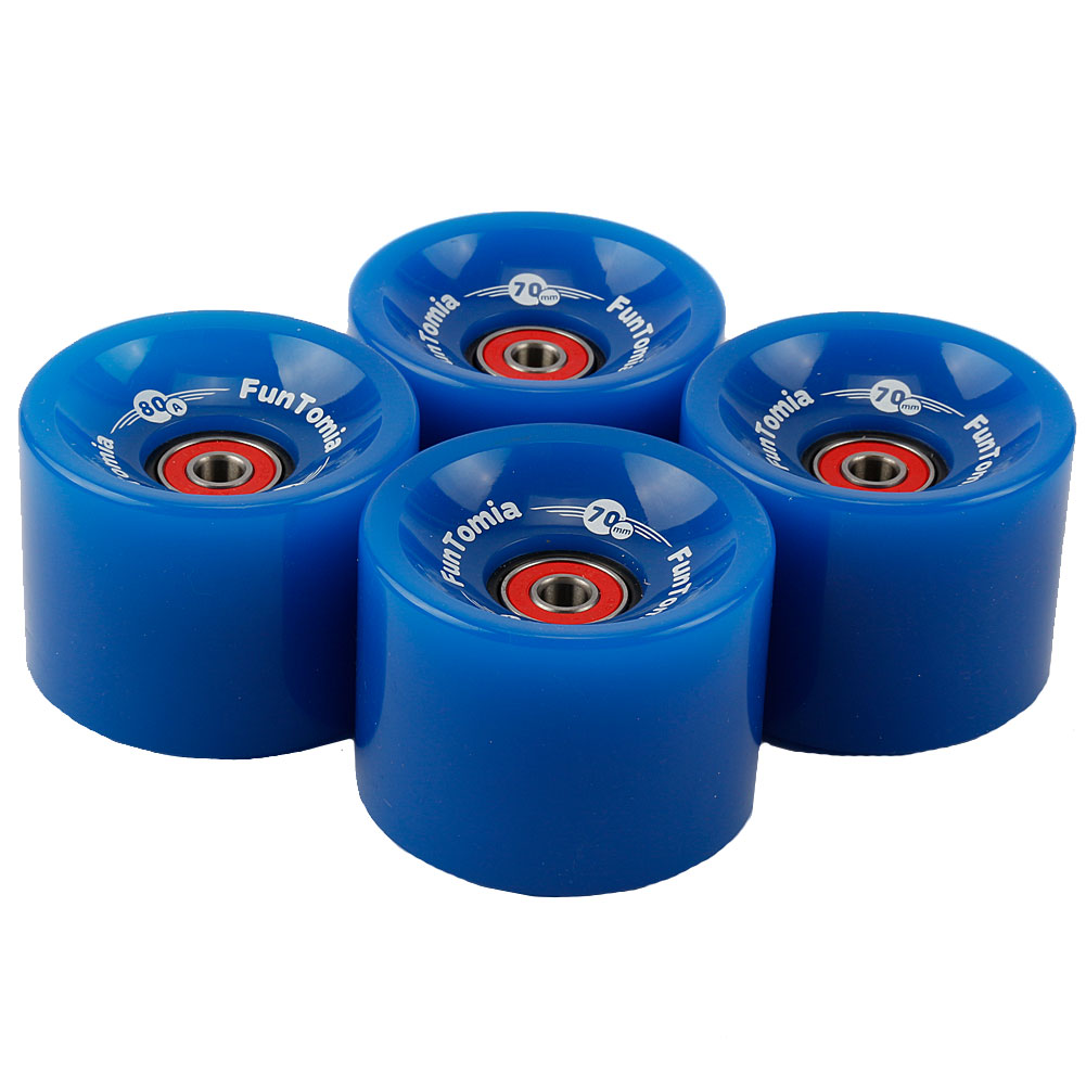 FunTomia Longboard Rollen 70×51 mm – 4er Set inkl. Mach1 ABEC-9 & Spacer (80A)
