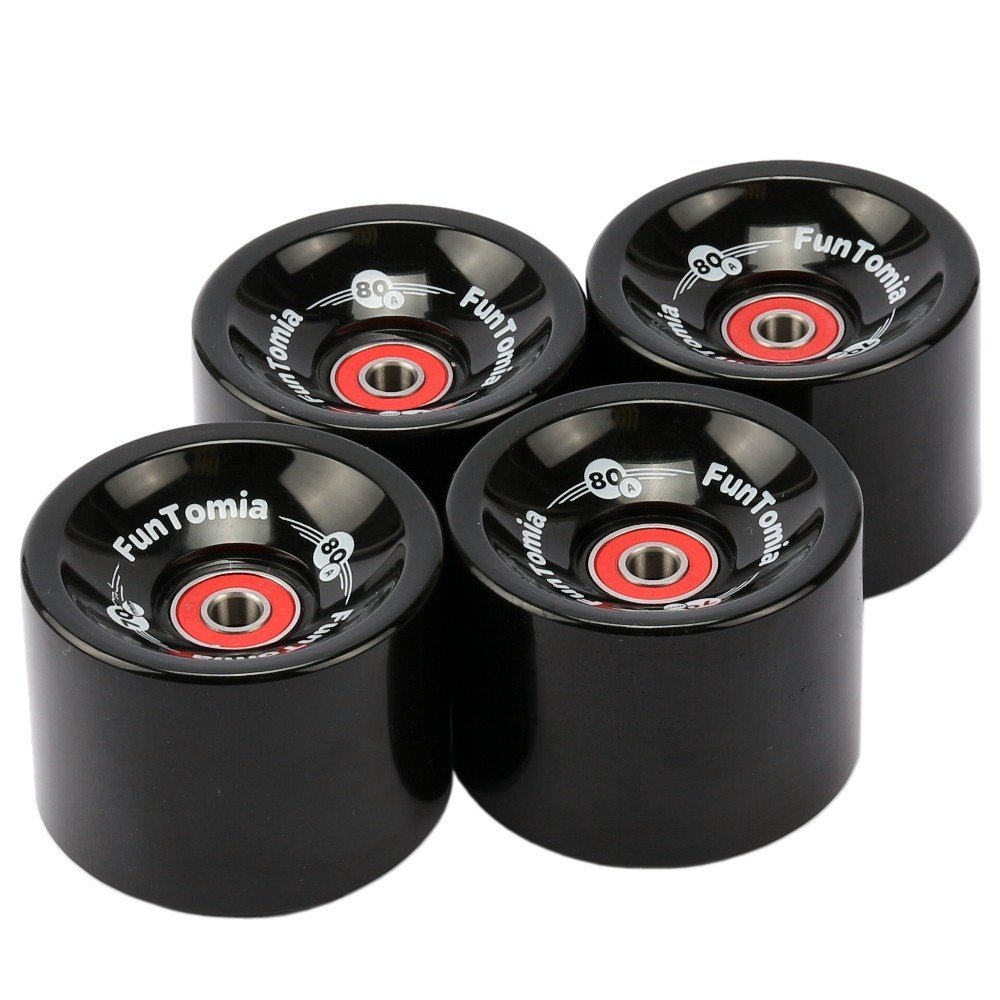 FunTomia Longboard Rollen 70×51 mm – 4er Set inkl. Mach1 ABEC-9 & Spacer (80A)