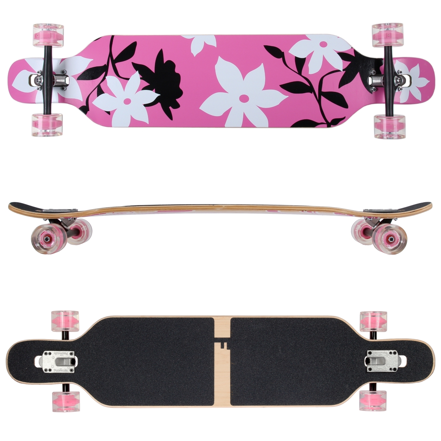 (Pink Blume) Camber Longboard aus Ahornholz mit LED