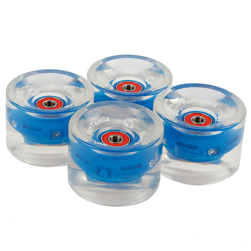 FunTomia Longboard Rollen 70×51 mm – 4er Set 80A LED inkl. Mach1 ABEC-9 & Spacer