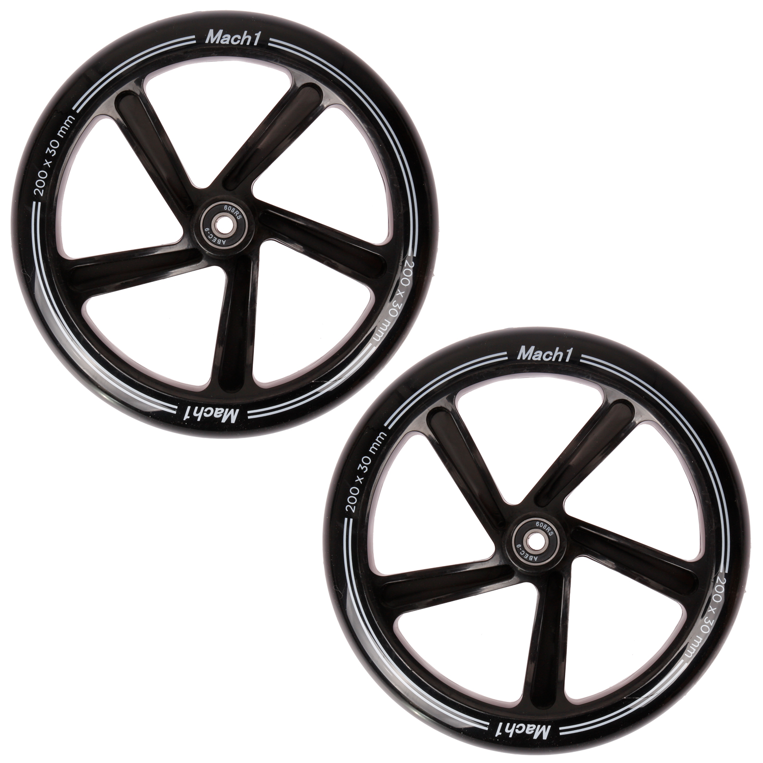 2 Stück 200x30 mm Kickscooter Big Wheel Rollen-Set – inkl. ABEC-9 Kugellager & Spacer