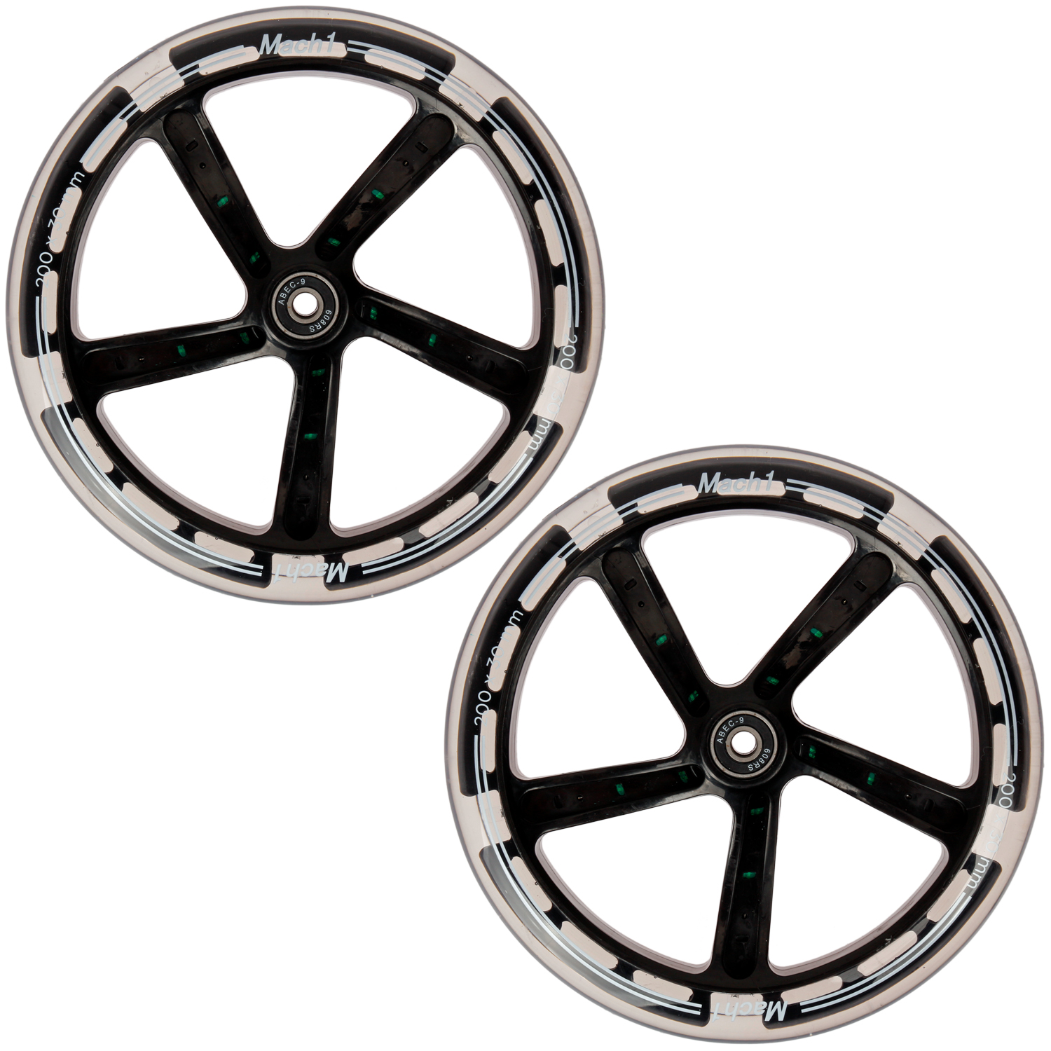 Mach1 Cityroller LED Rollen 200x30 mm – 2er Set inkl. ABEC-9 Kugellager & Spacer