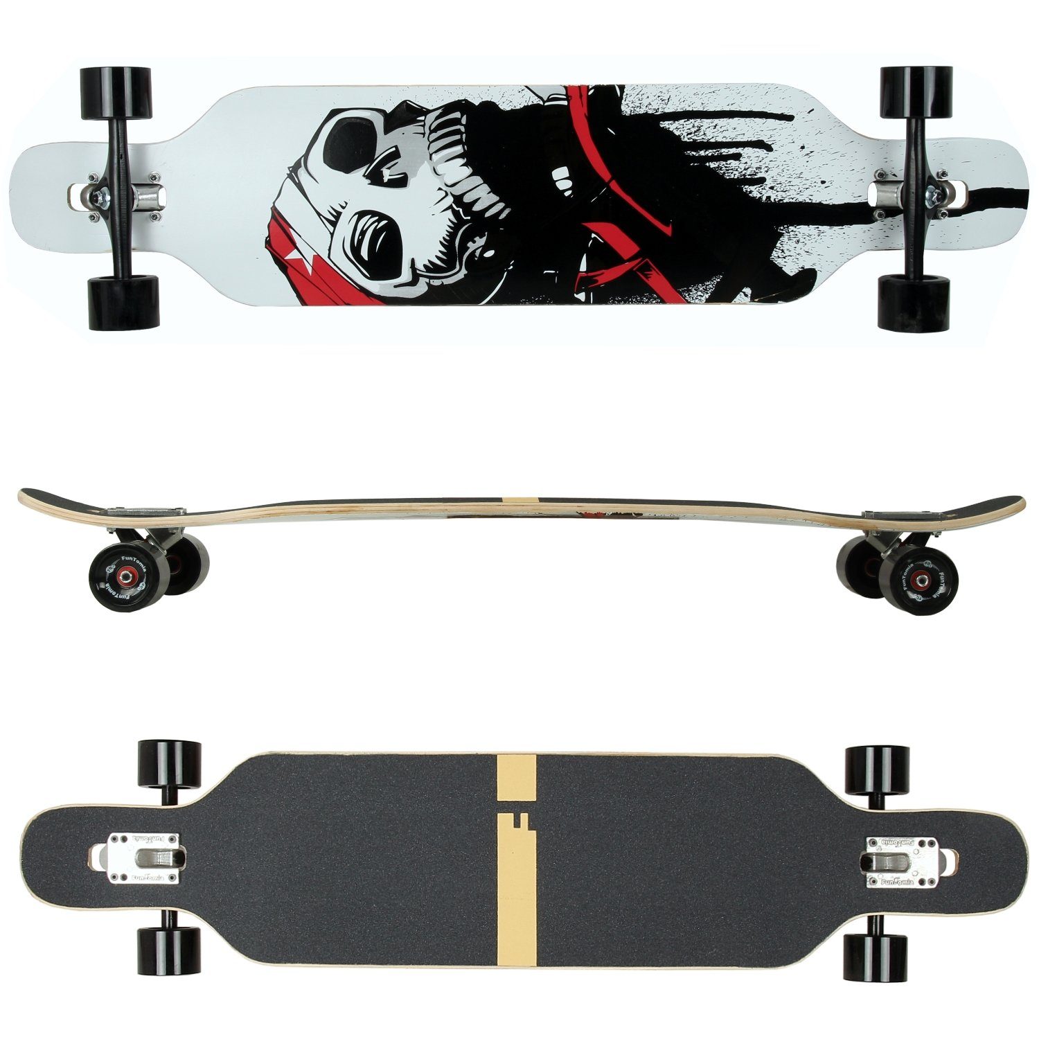 (weiß Totenkopf) Camber Longboard aus Ahornholz