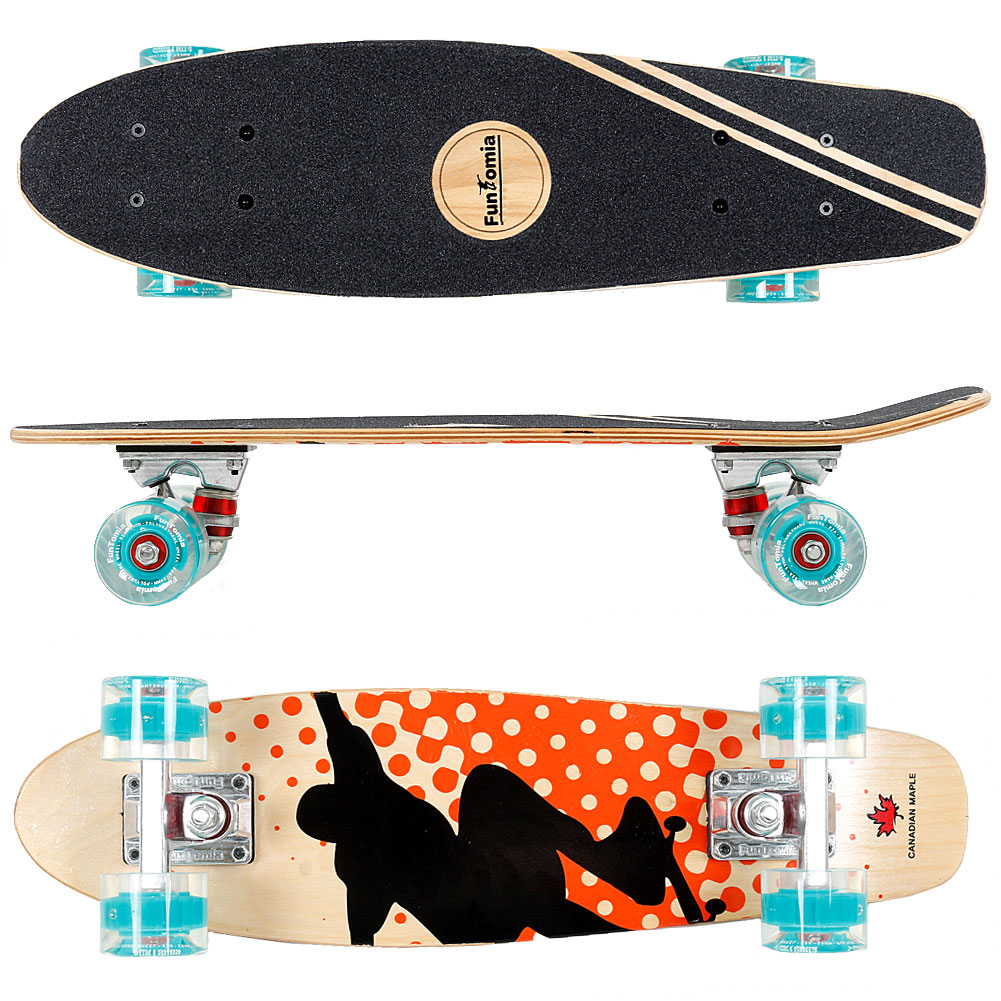 FunTomia Holz Mini-Board Cruiser LED inkl. ABEC-9 Kugellager