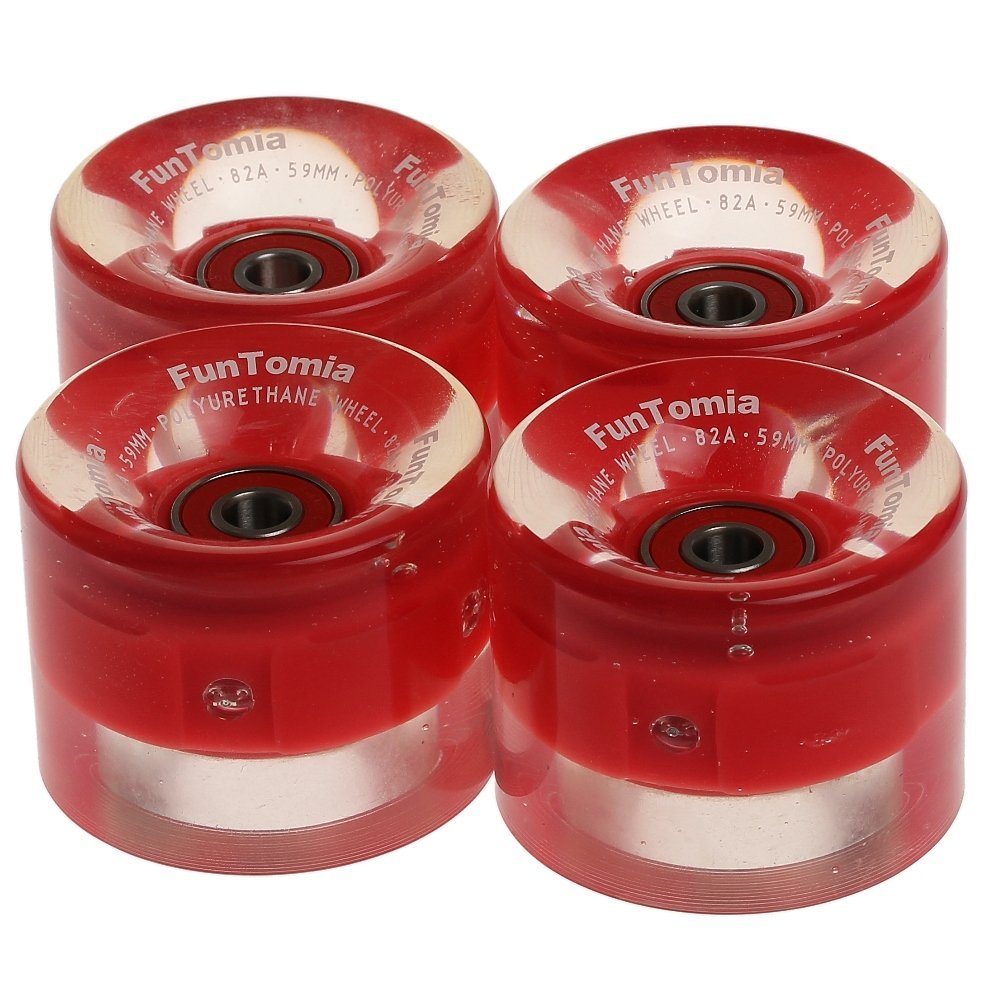 FunTomia LED Miniboard Rollen 59×45 mm – 4er Set 82A inkl. Mach1 ABEC-9 & Magnet-Spacer