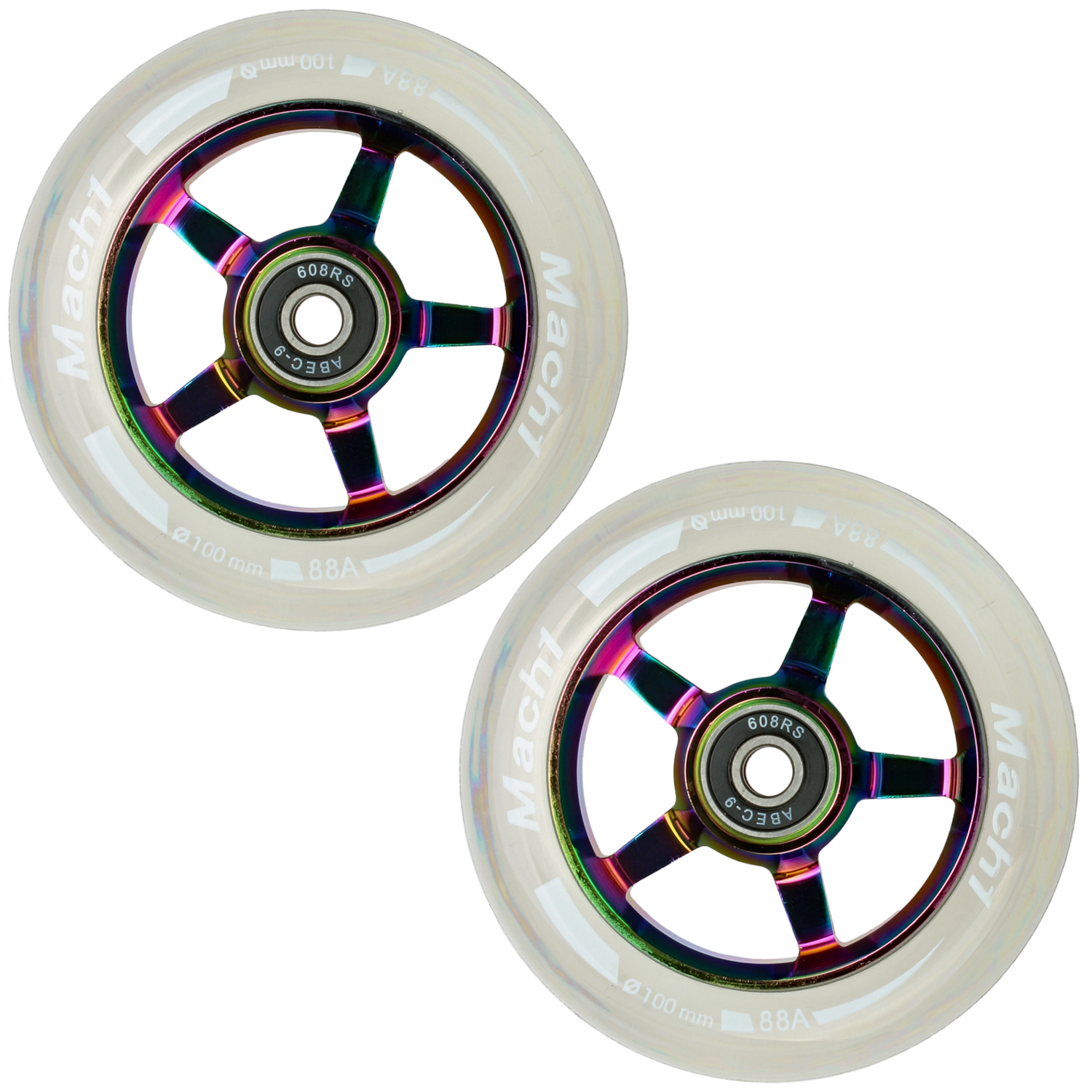 Mach1 Stuntscooter Alu Rollen-Set 100x24 mm – 2 Stück inkl. ABEC-9 Kugellager & Spacer