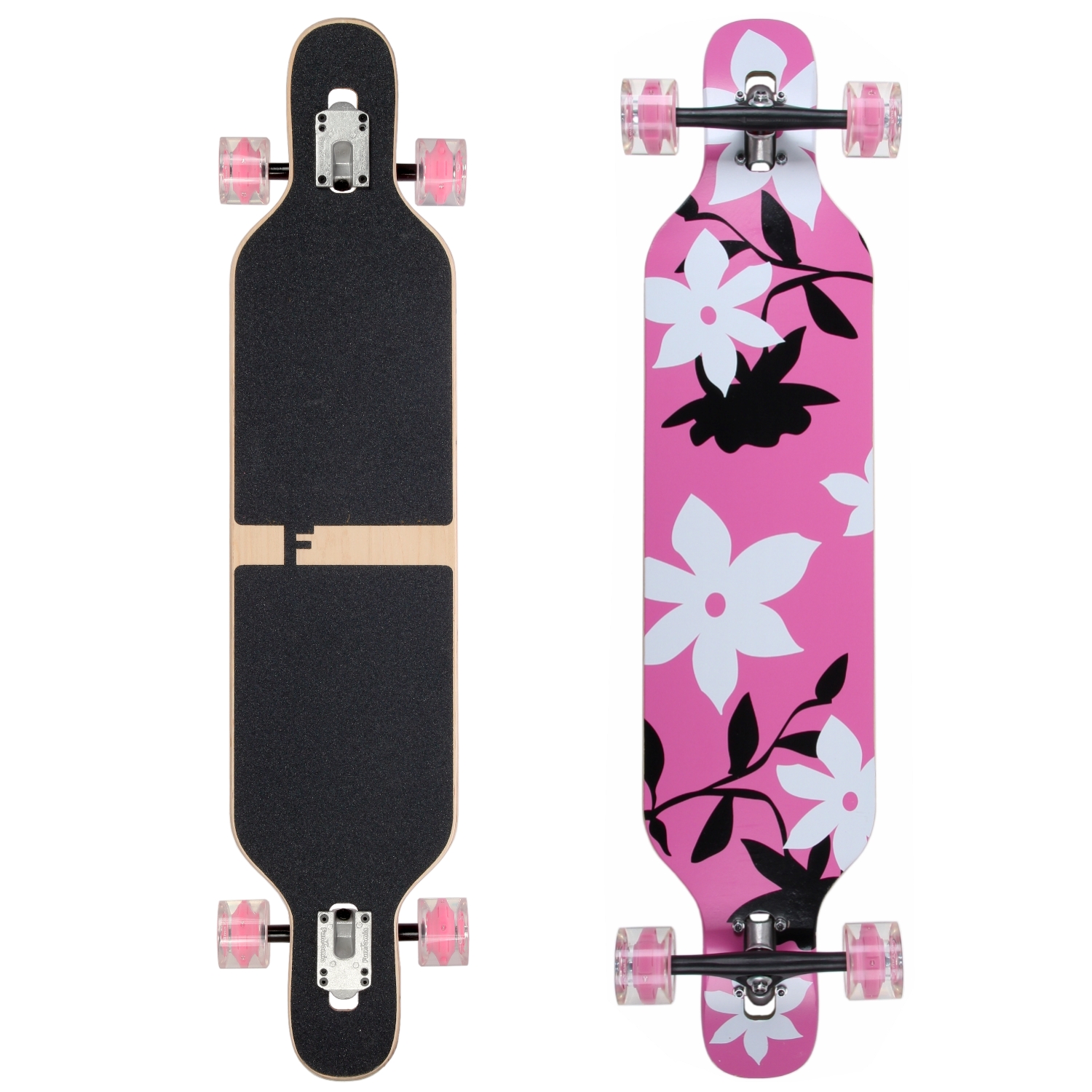 (Pink Blume) Camber Longboard aus Ahornholz mit LED