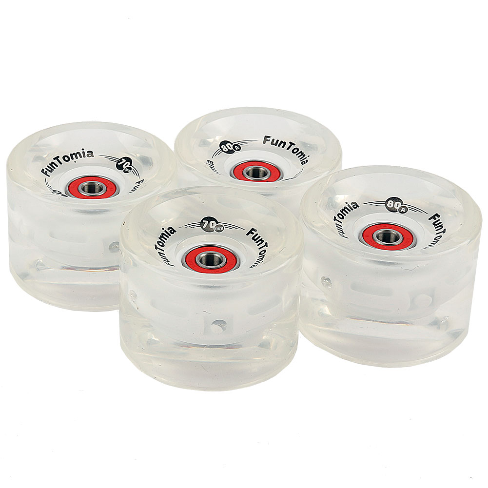 FunTomia Longboard Rollen 70×51 mm – 4er Set 80A LED inkl. Mach1 ABEC-9 & Spacer