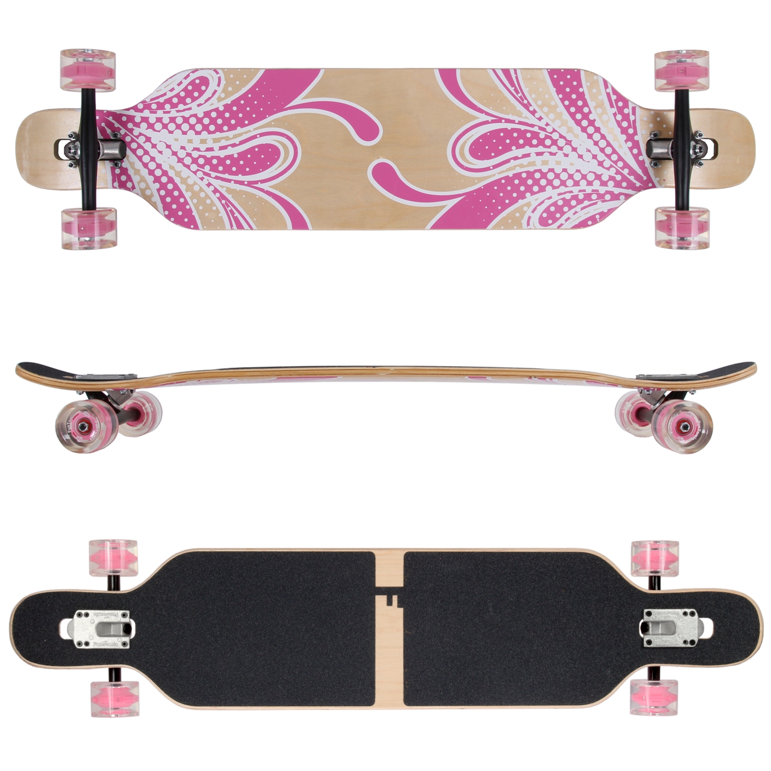 (Pink Blume) Camber Longboard aus Ahornholz mit LED