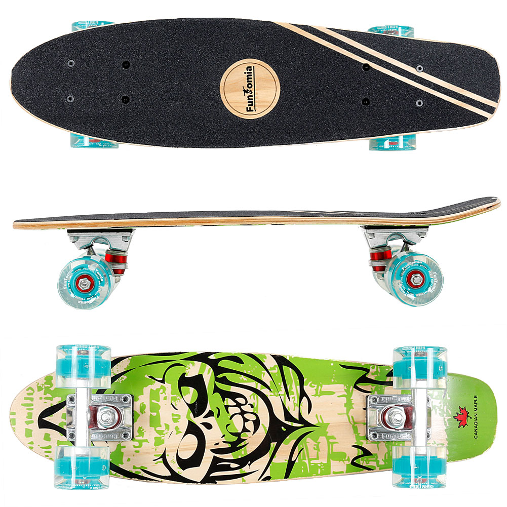 FunTomia Holz Mini-Board Cruiser LED inkl. ABEC-9 Kugellager